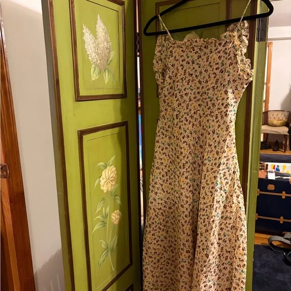 Vintage Floral Spaghetti Strap slip ruffle Dress - Picture 6 of 6